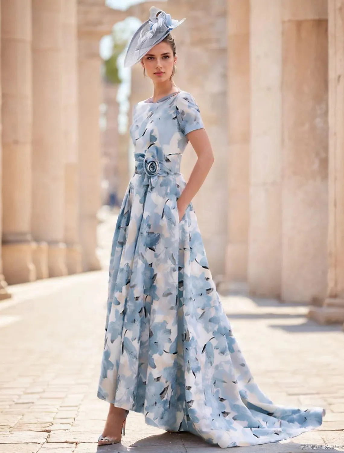 A-Line Mother of the Bride Dress Elegant Dresses Formal Wedding Guest Elegant Elegant Dress Bateau Neck Asymmetrical Ankle Length Chiffon with Pleats Flower