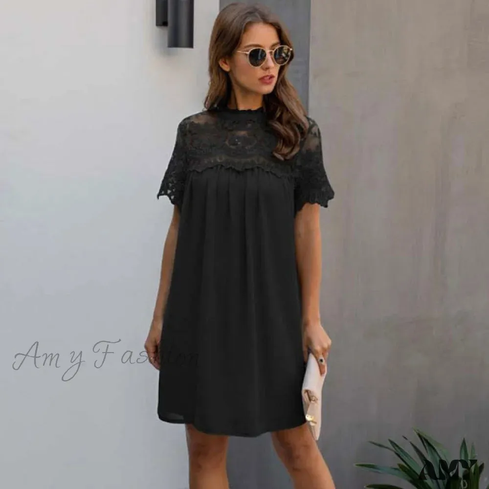 Amy Fashion - Lace  Loose Elegant Midi Dresses