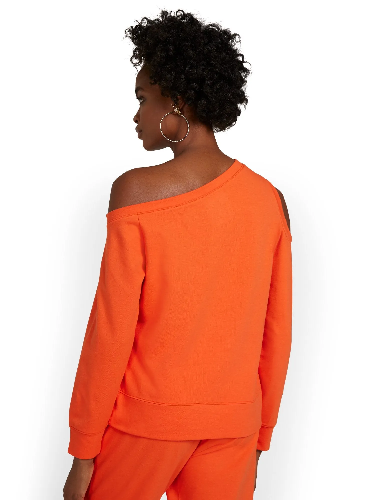 Asymmetric Cold-Shoulder French Terry Pullover