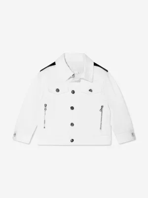 Balmain Kids Logo Denim Jacket in White