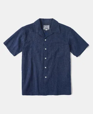 Classic Indigo Print Open Collar Shirt