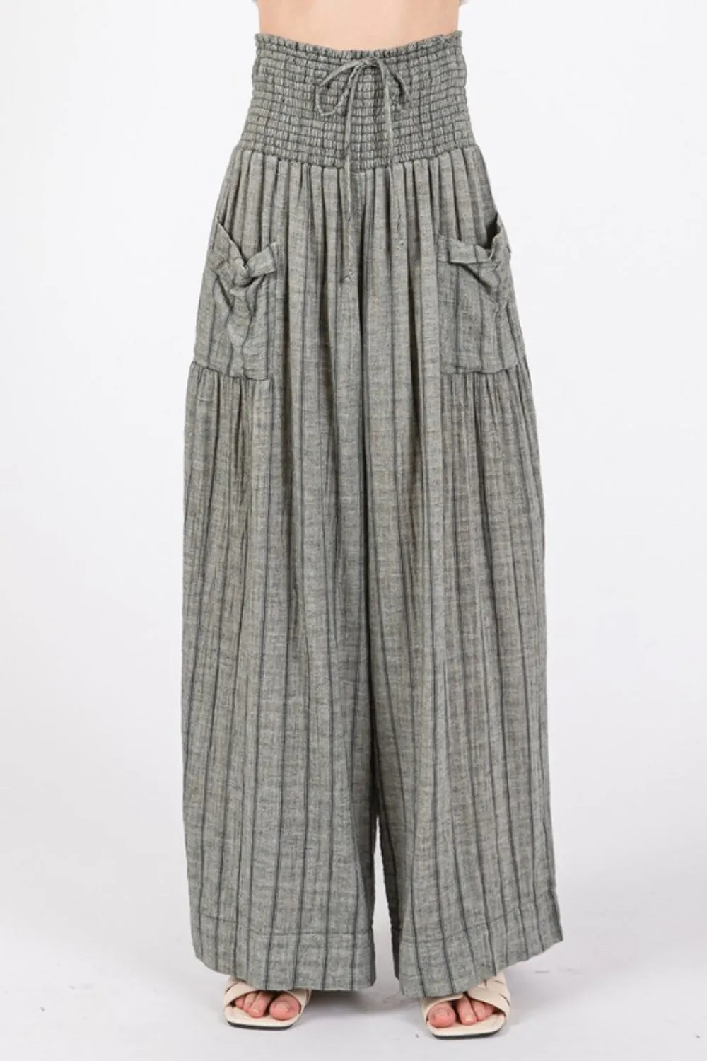 Cotton Gauze Wash Stripe Pants