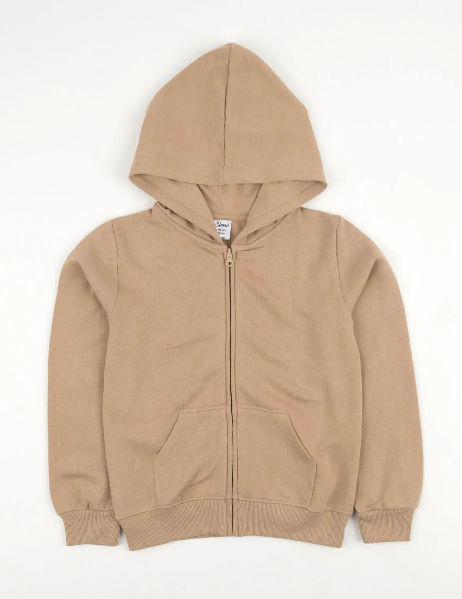 Cotton Neutral Solid Color Zipper Hoodies