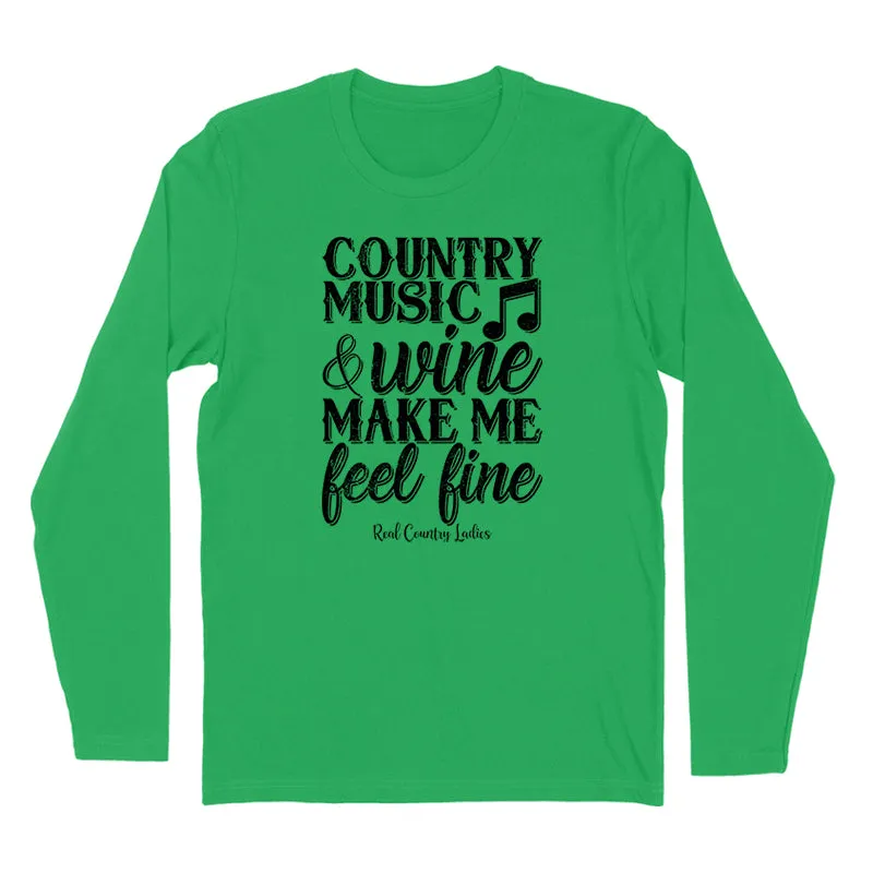 Country Music And Wine Black Print Hoodies & Long Sleeves