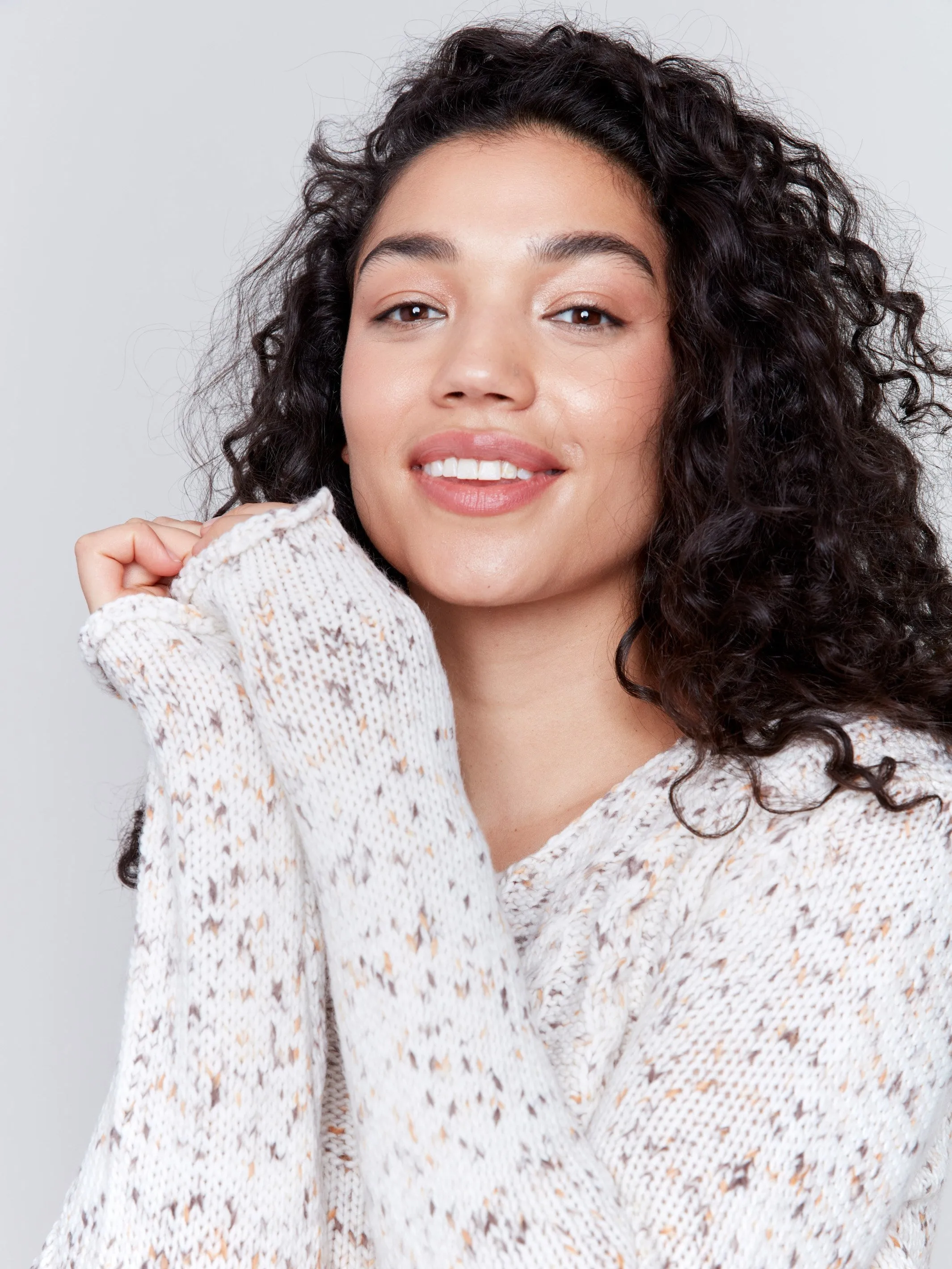 Cozy Nep Yarn Sweater - Cream Flecks