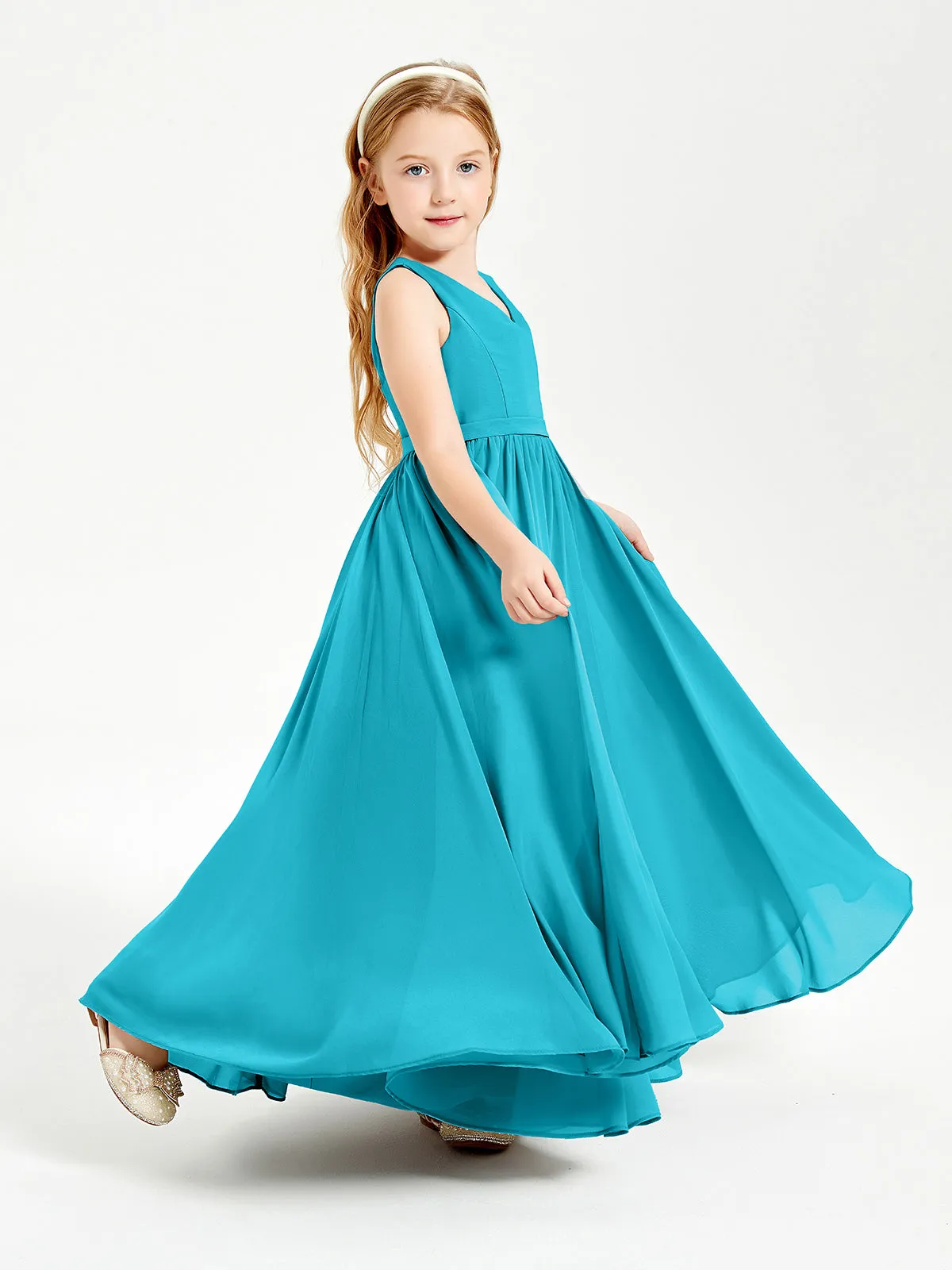 Elegant Sleeveless Junior Bridesmaid Dresses Jade