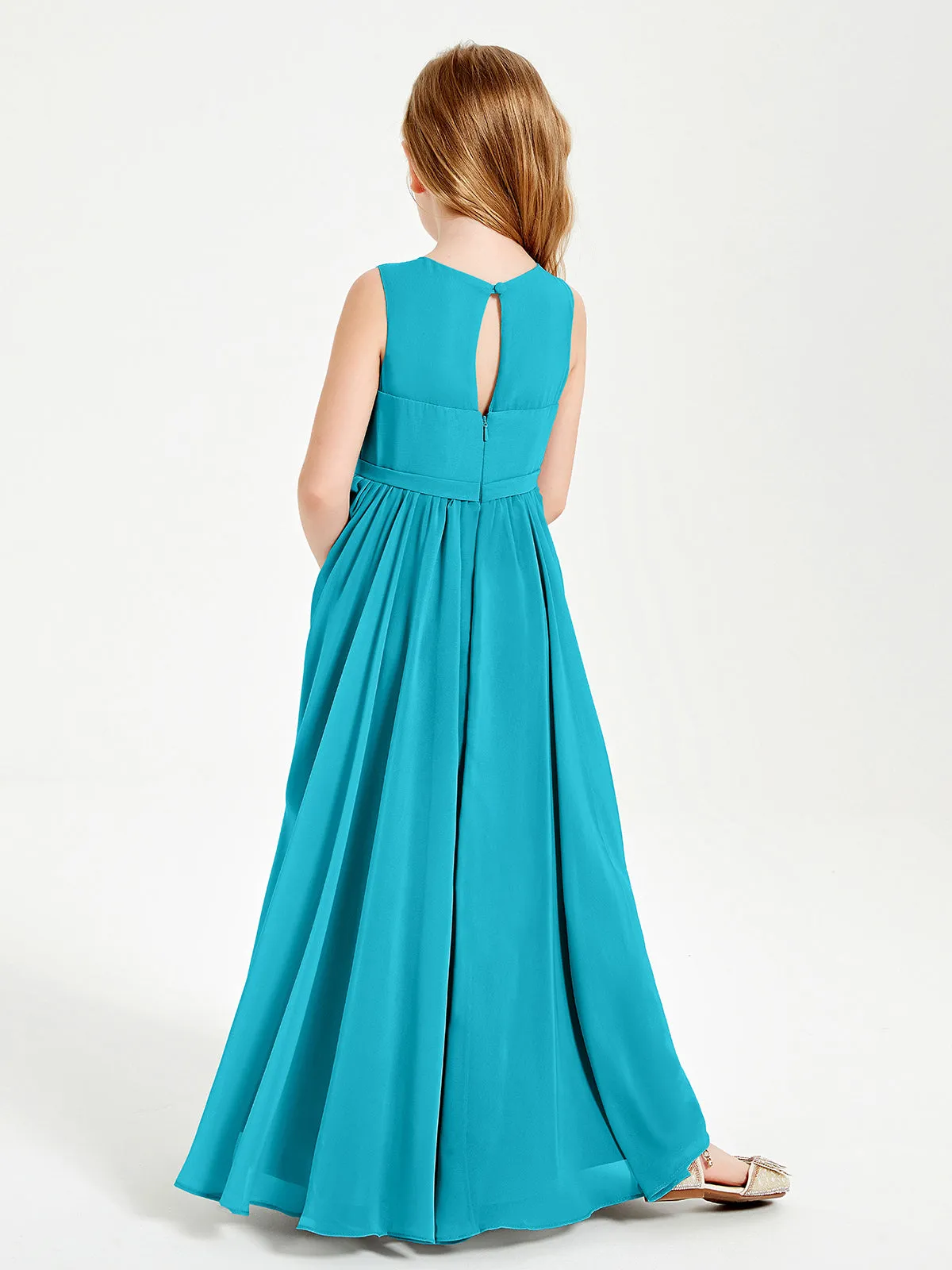 Elegant Sleeveless Junior Bridesmaid Dresses Jade