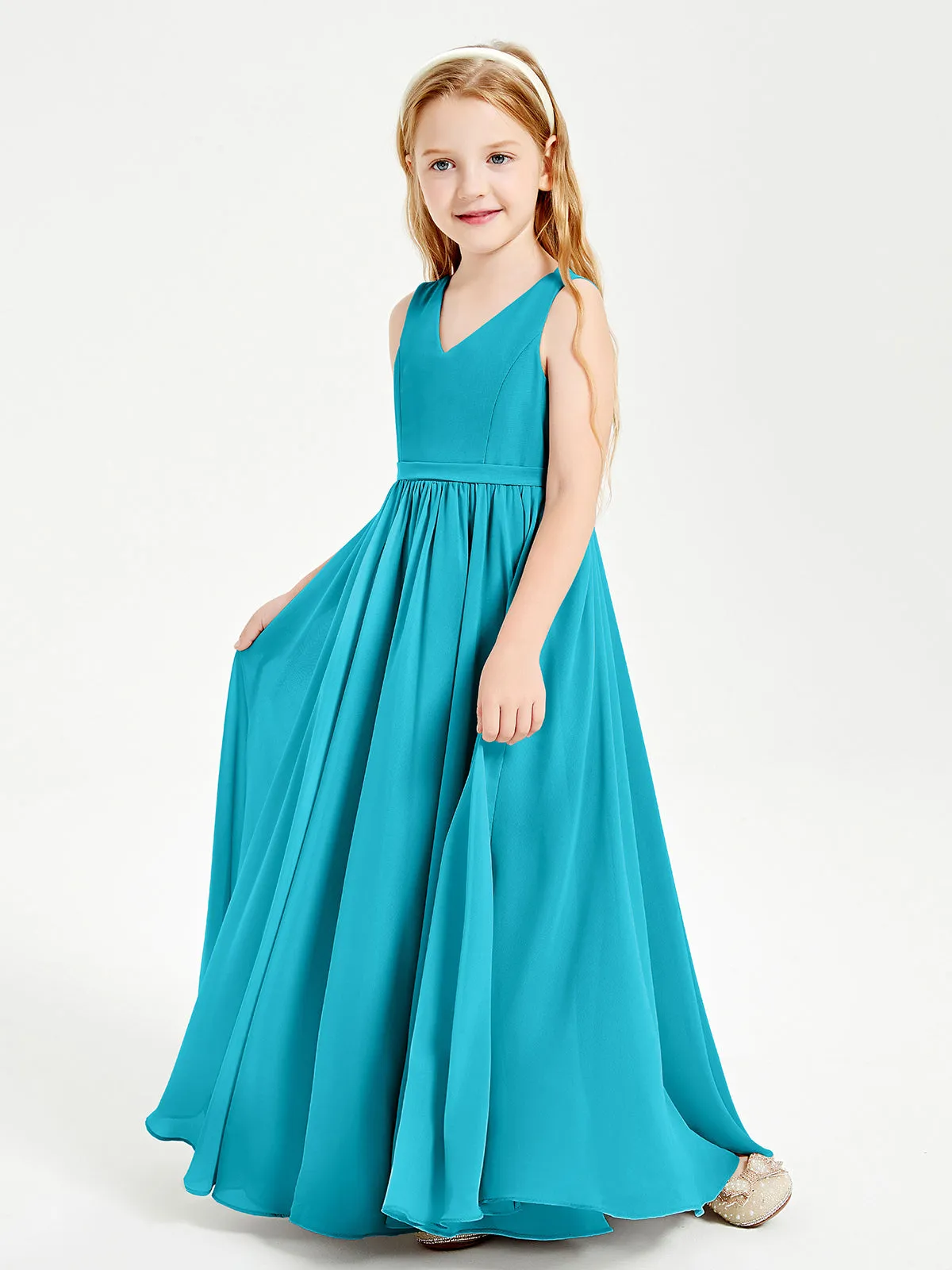 Elegant Sleeveless Junior Bridesmaid Dresses Jade