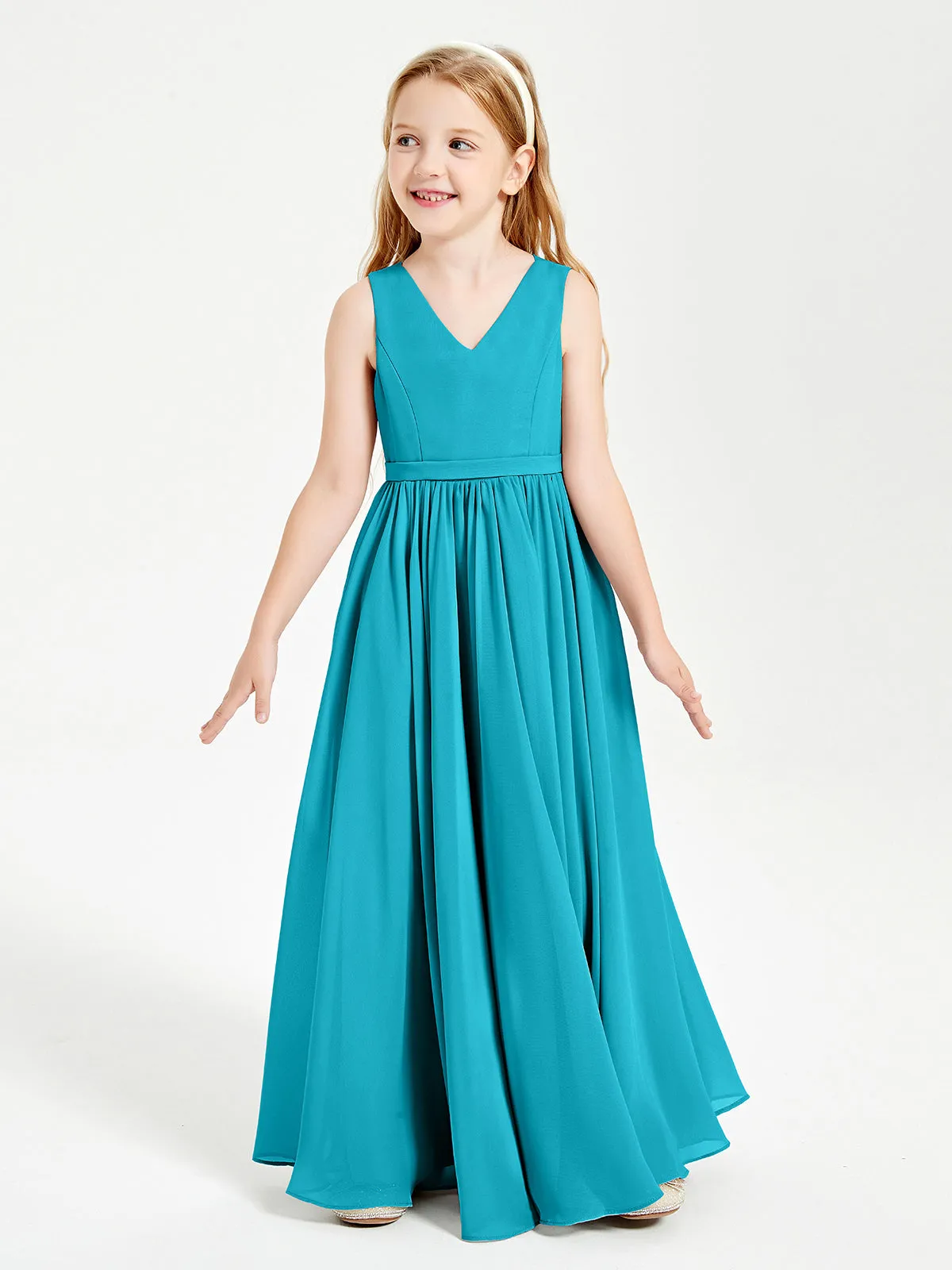 Elegant Sleeveless Junior Bridesmaid Dresses Jade