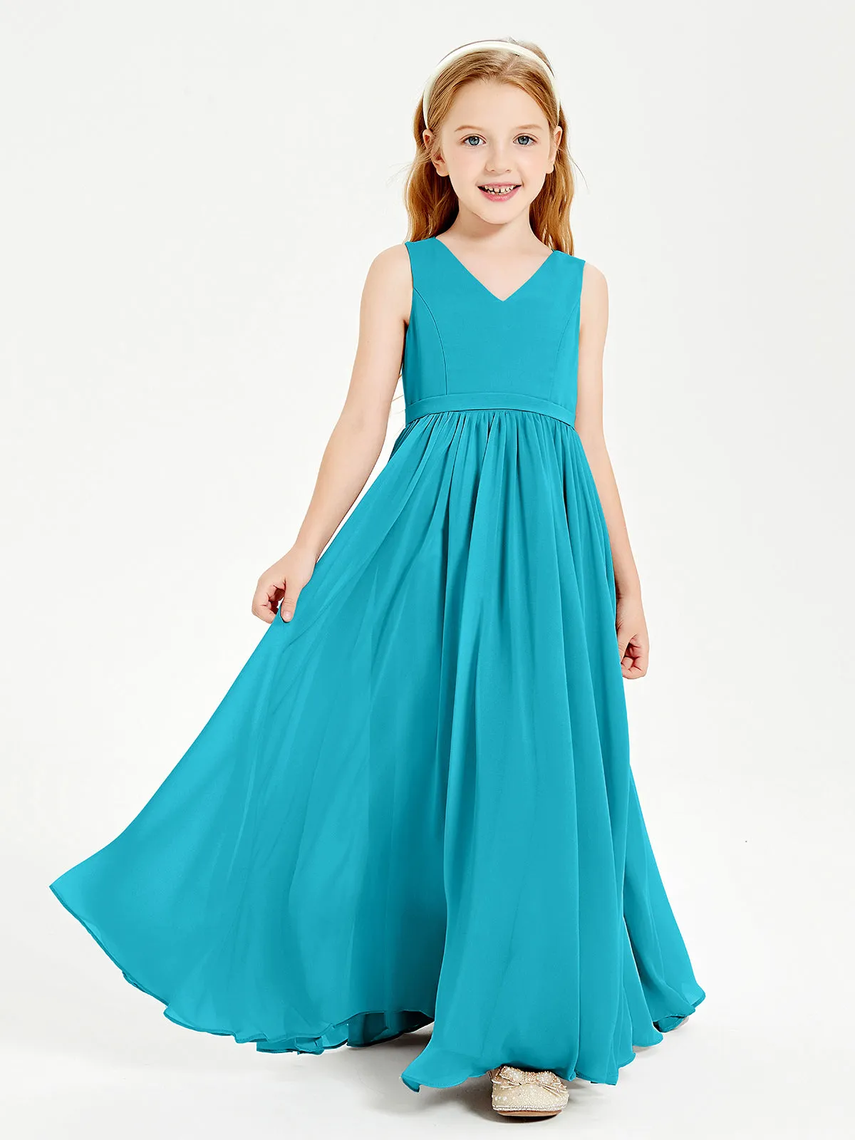 Elegant Sleeveless Junior Bridesmaid Dresses Jade