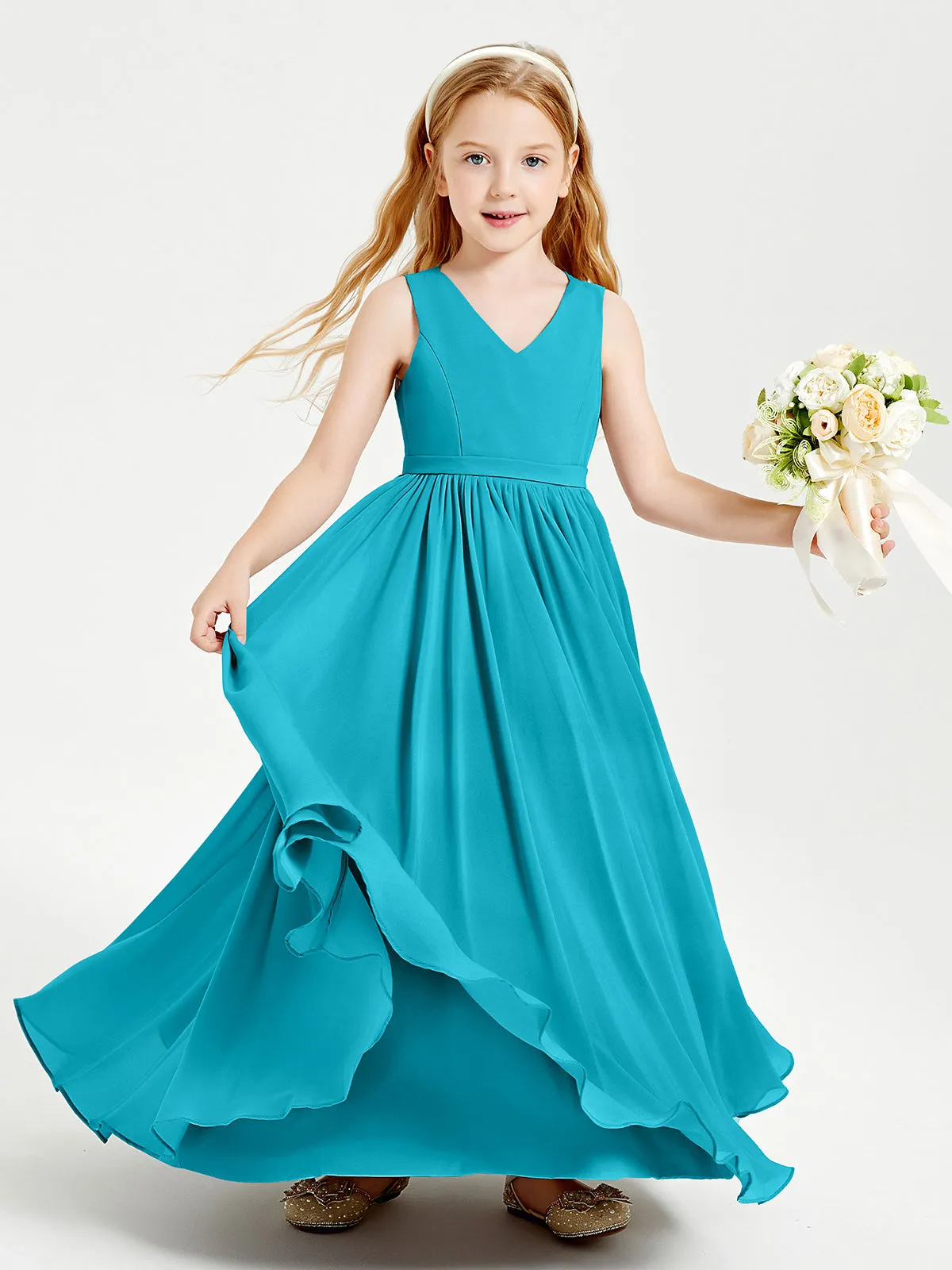 Elegant Sleeveless Junior Bridesmaid Dresses Jade