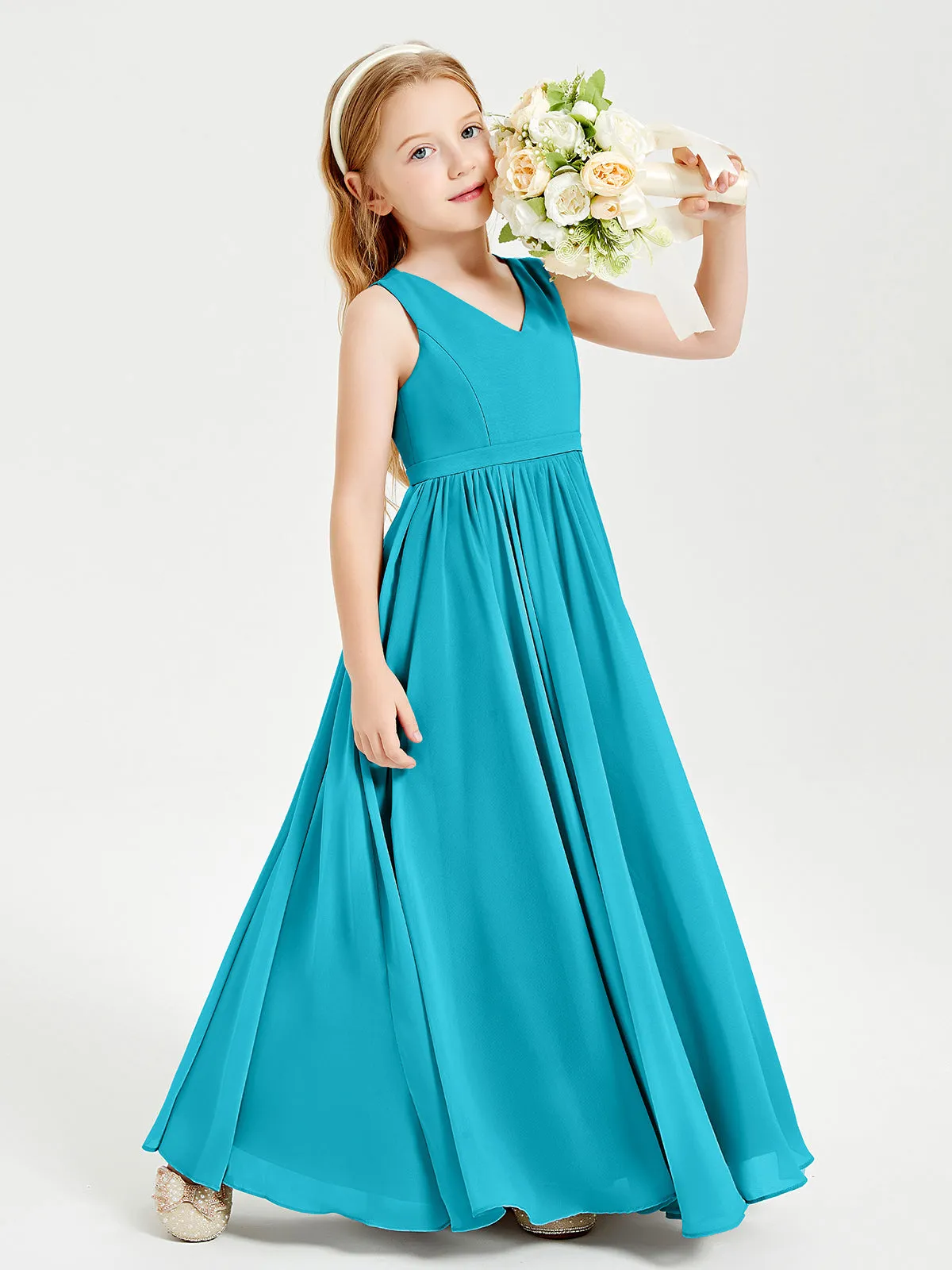 Elegant Sleeveless Junior Bridesmaid Dresses Jade