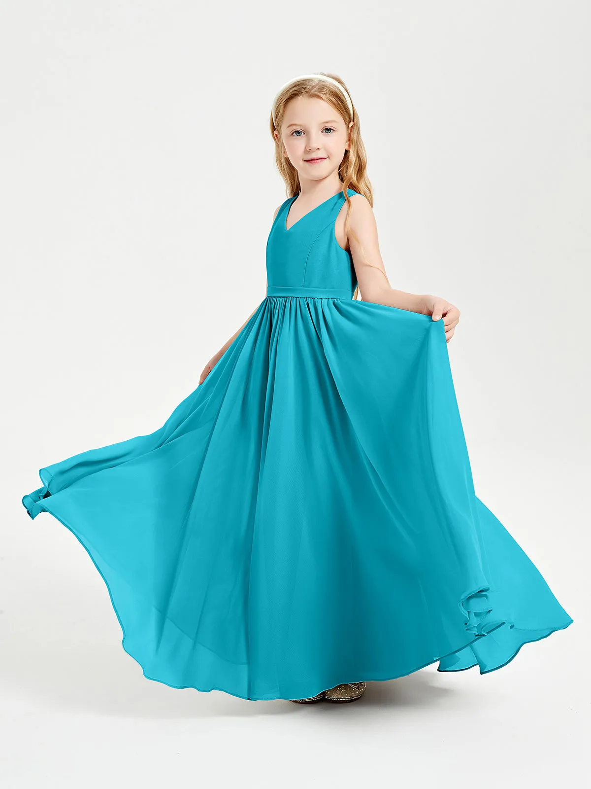 Elegant Sleeveless Junior Bridesmaid Dresses Jade