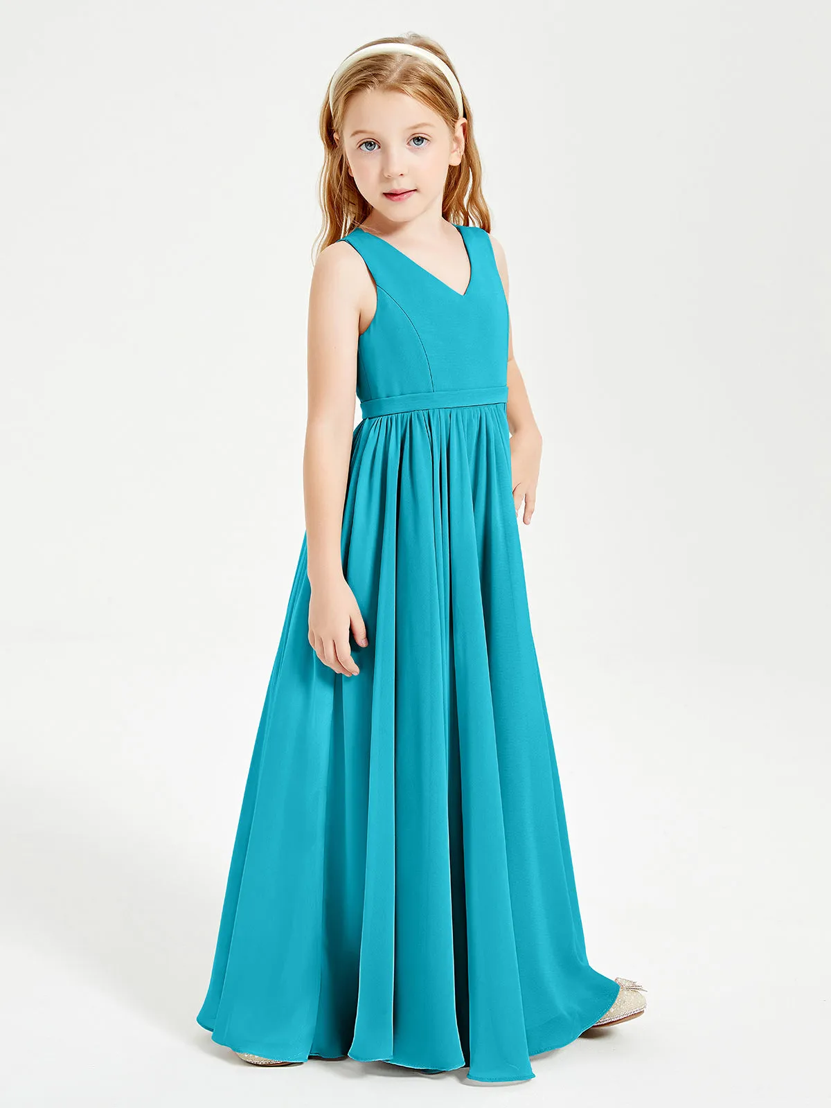 Elegant Sleeveless Junior Bridesmaid Dresses Jade