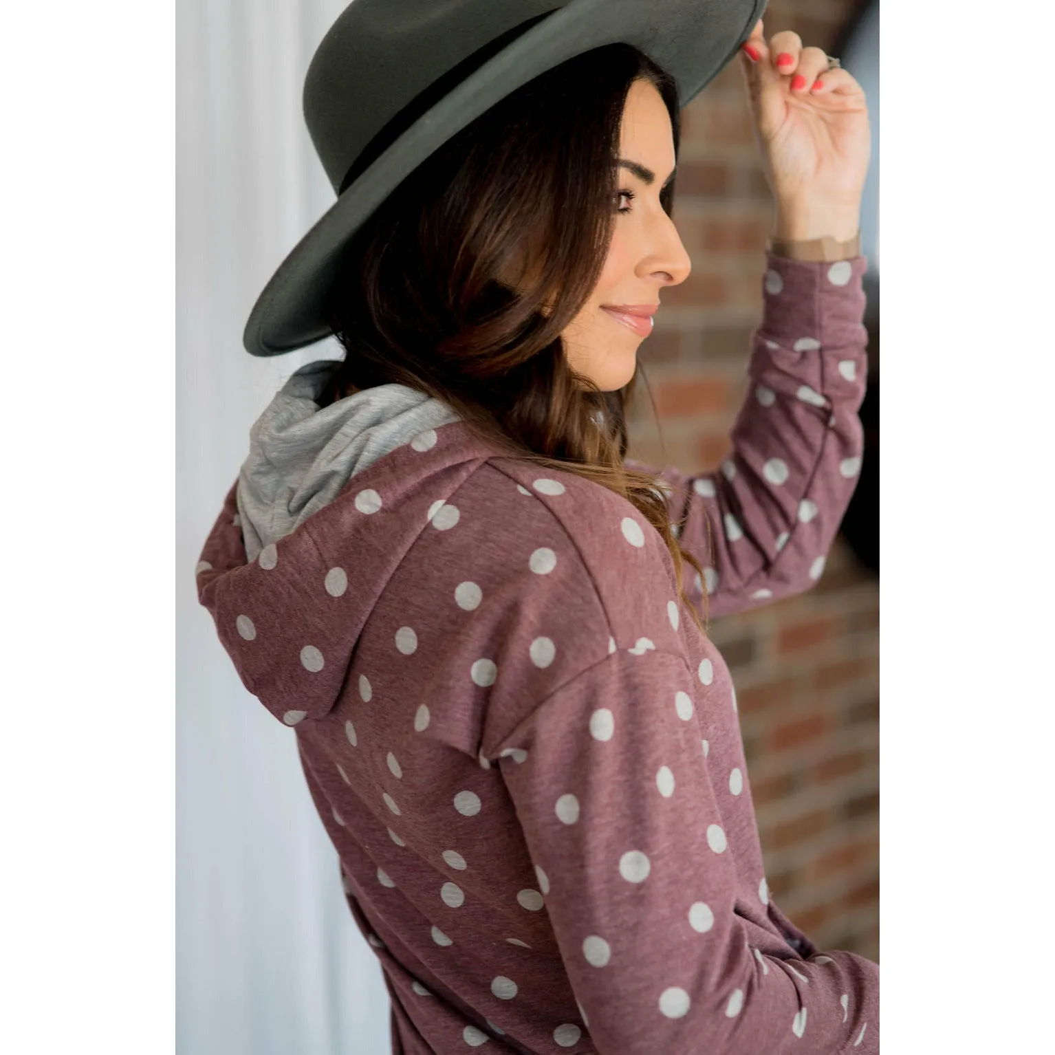 Heathered Polka Dot Hoodie