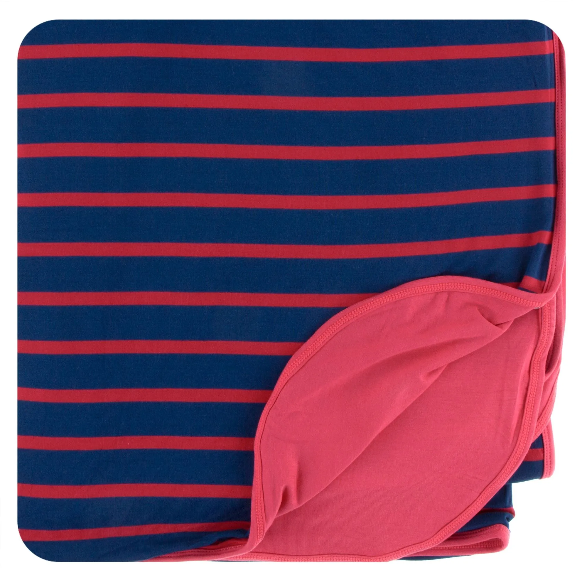 KicKee Pants Everyday Heroes Navy Stripe Double Layer Throw Blanket