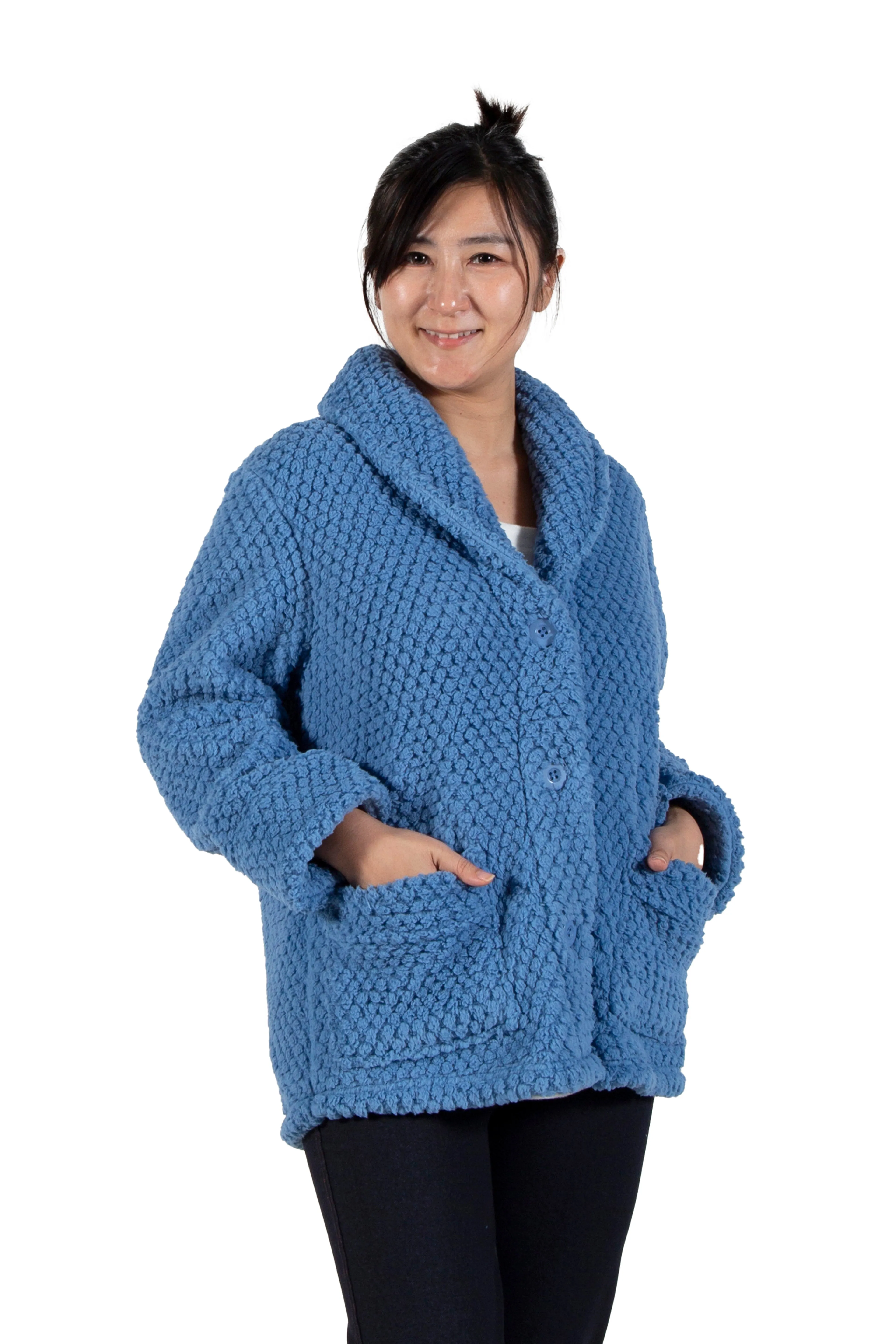 La Cera Honeycomb Fleece Bed Jacket