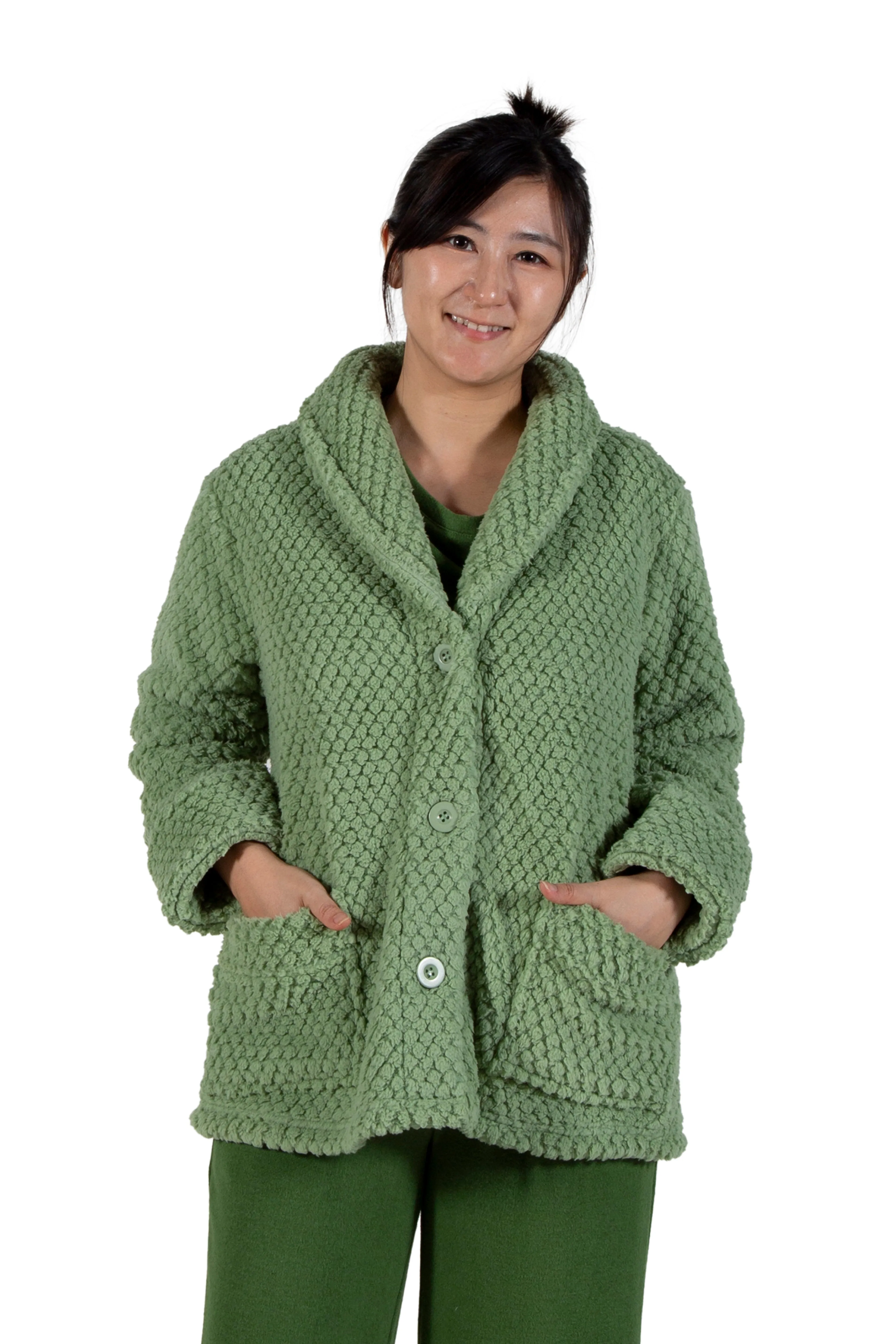 La Cera Honeycomb Fleece Bed Jacket