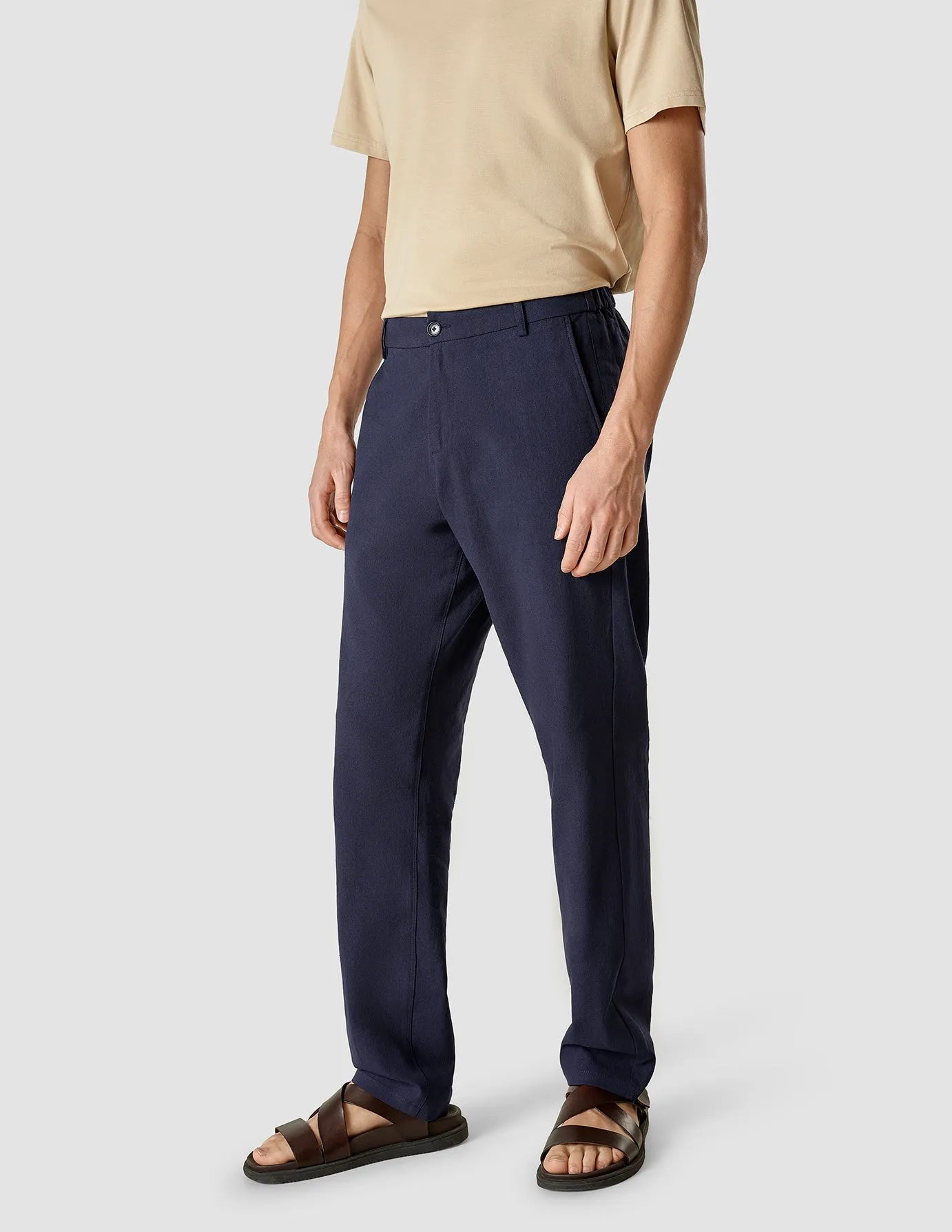 Linen Pants Relaxed Fit Navy