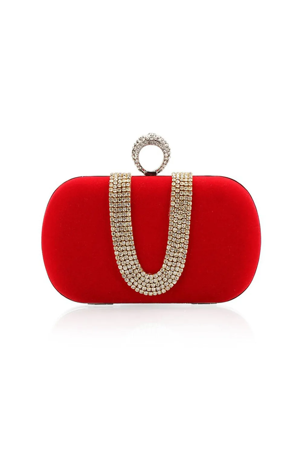 Luxury Red Handbag with Rhinestones