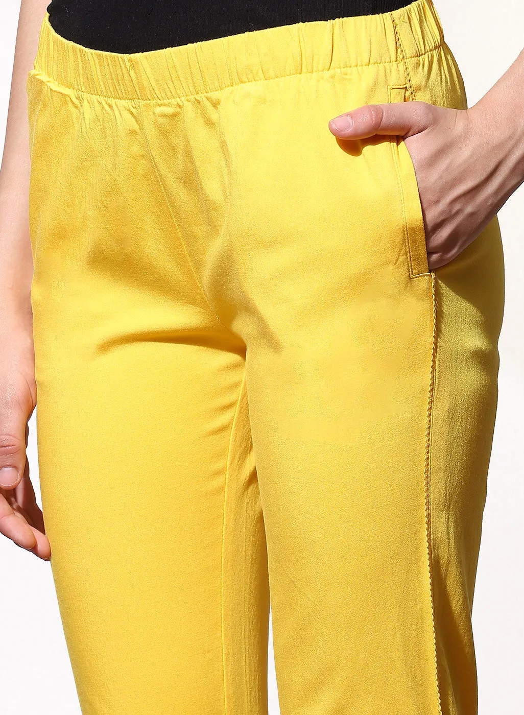 Mia Yellow Relaxed Fit Pants for Women