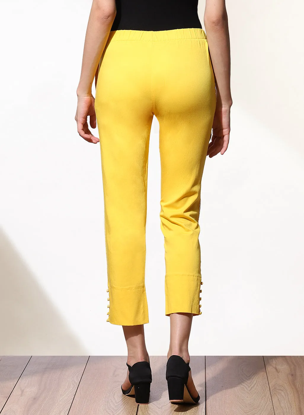 Mia Yellow Relaxed Fit Pants for Women