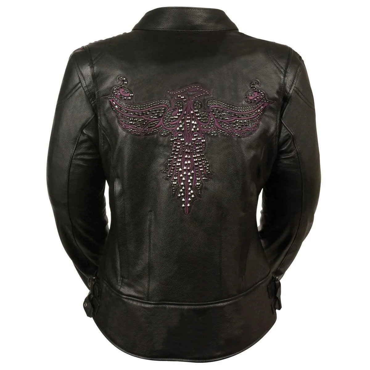 Milwaukee Leather MLL2570  Women's Phoenix Embroidered Black and Purple Leather Jacket with Gun Pockets