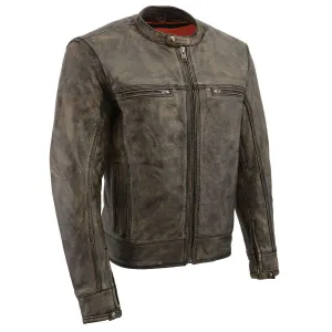 Milwaukee Leather MLM1550 Men's Vented Black-Beige Distressed Leather