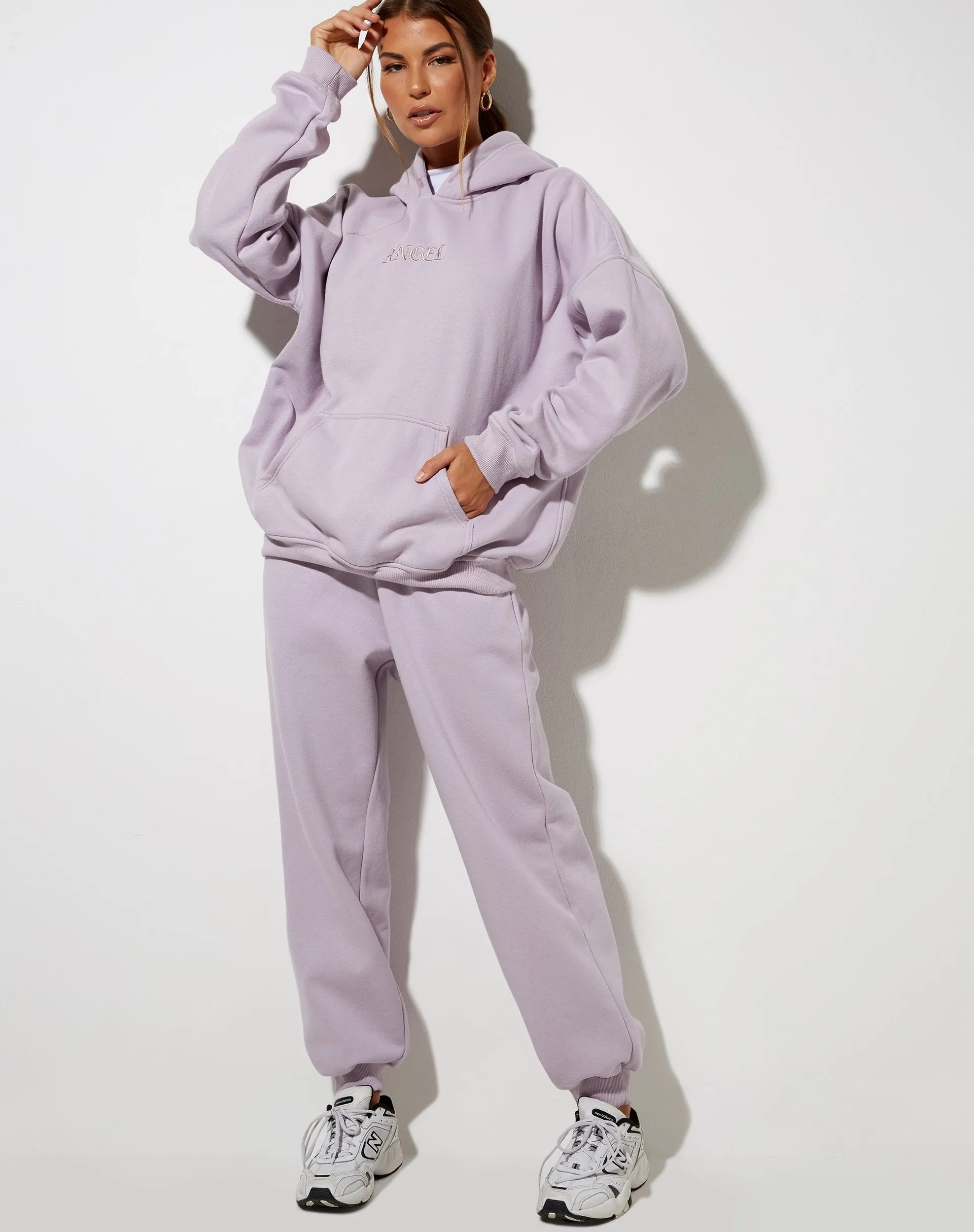 Oversize Hoodie in Violet 'Angel' Embro