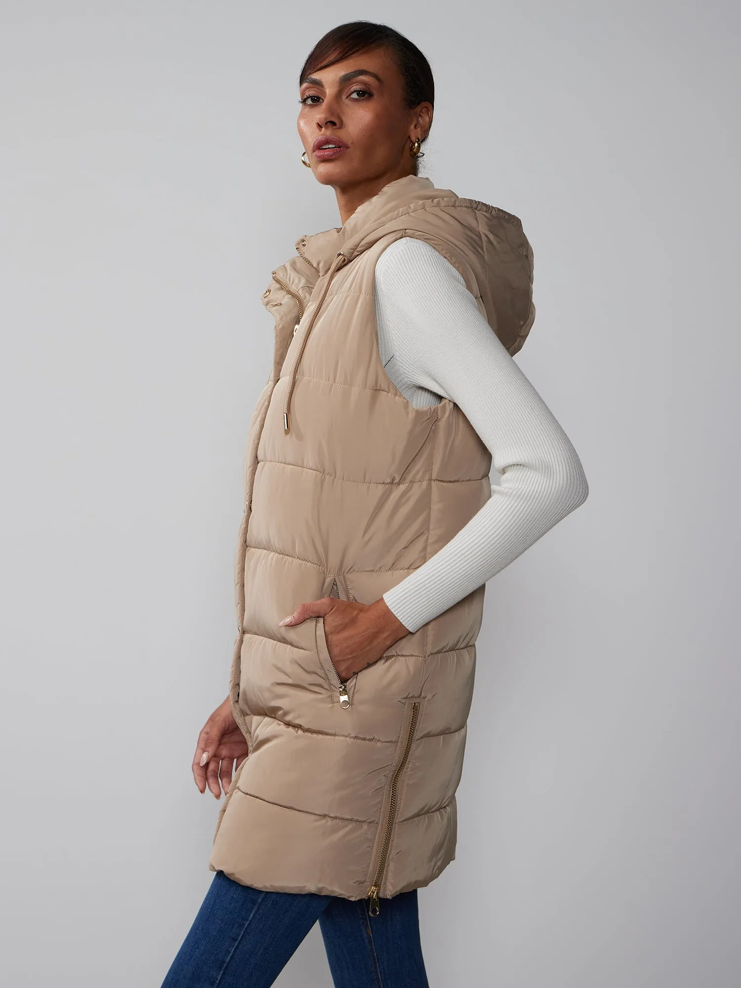 Oversized Hooded Puffer Vest Jacket