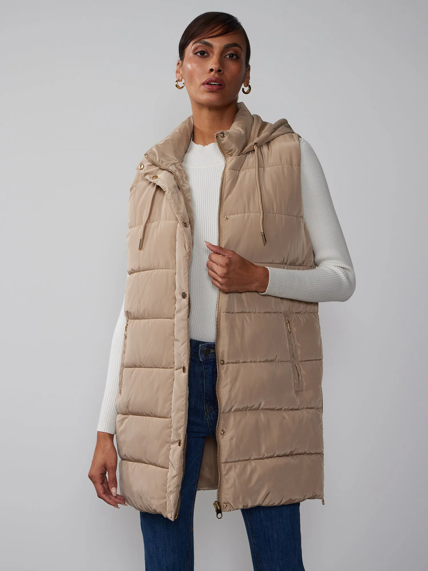 Oversized Hooded Puffer Vest Jacket