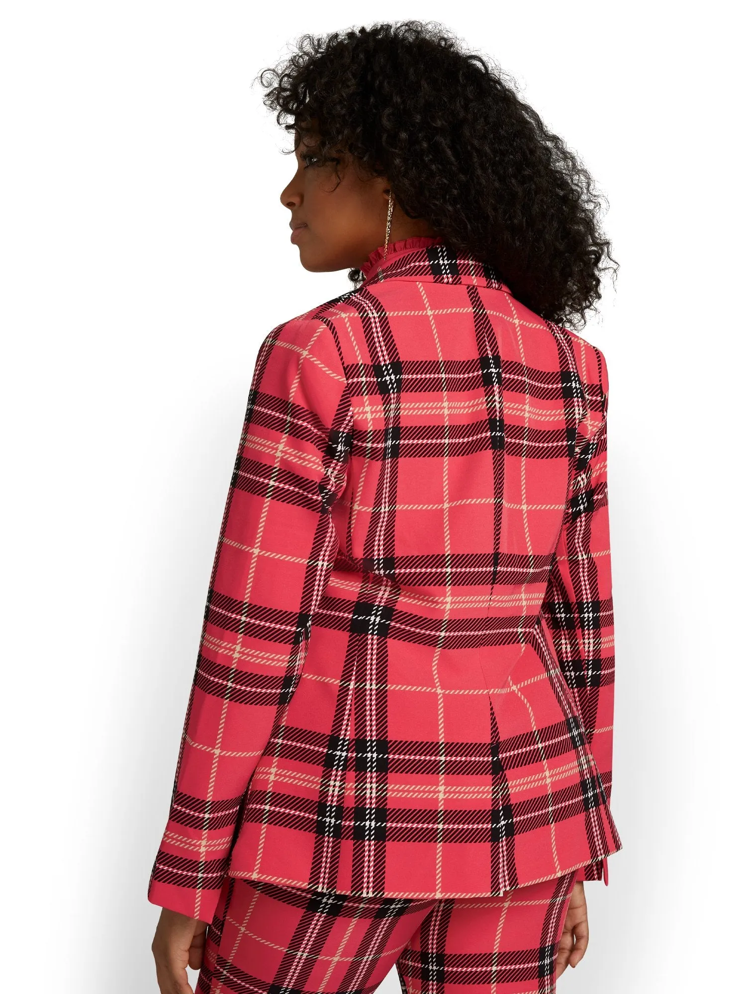 Plaid Double-Breasted Jacket - Essential Stretch