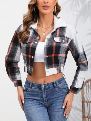 Plaid Long-sleeved Cropped jacket