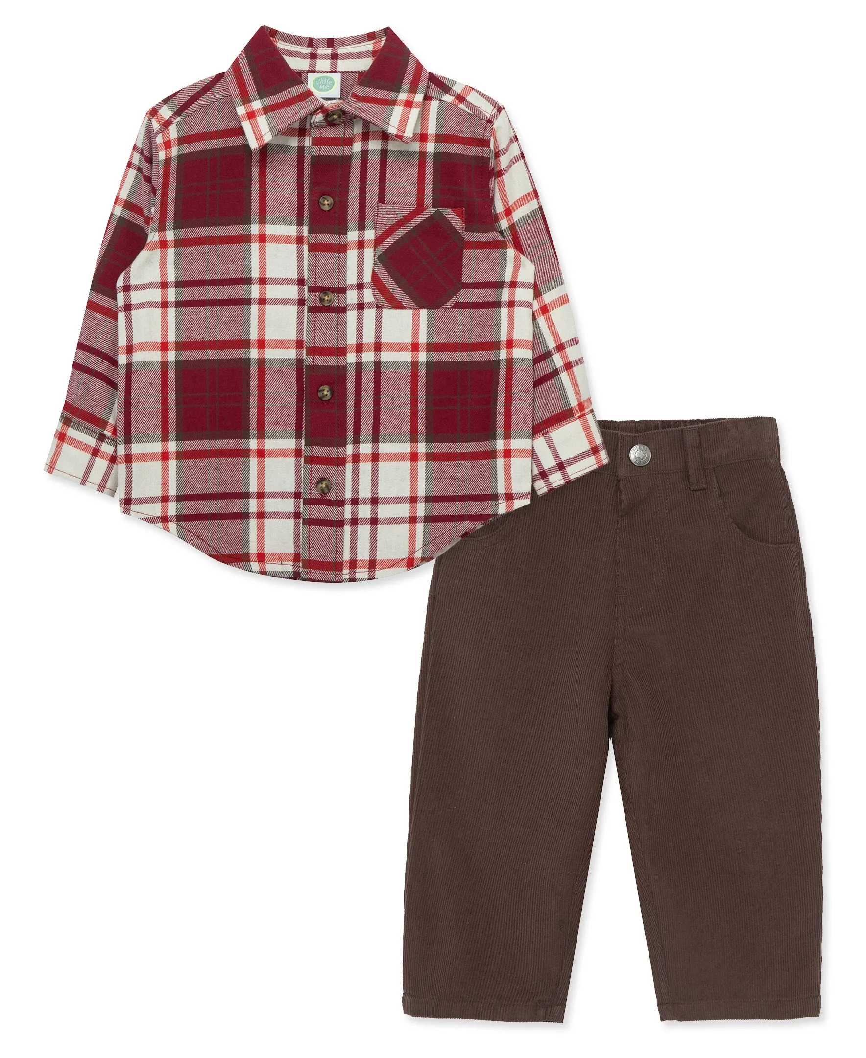 Red Plaid Woven Pant Set (2T-4T)