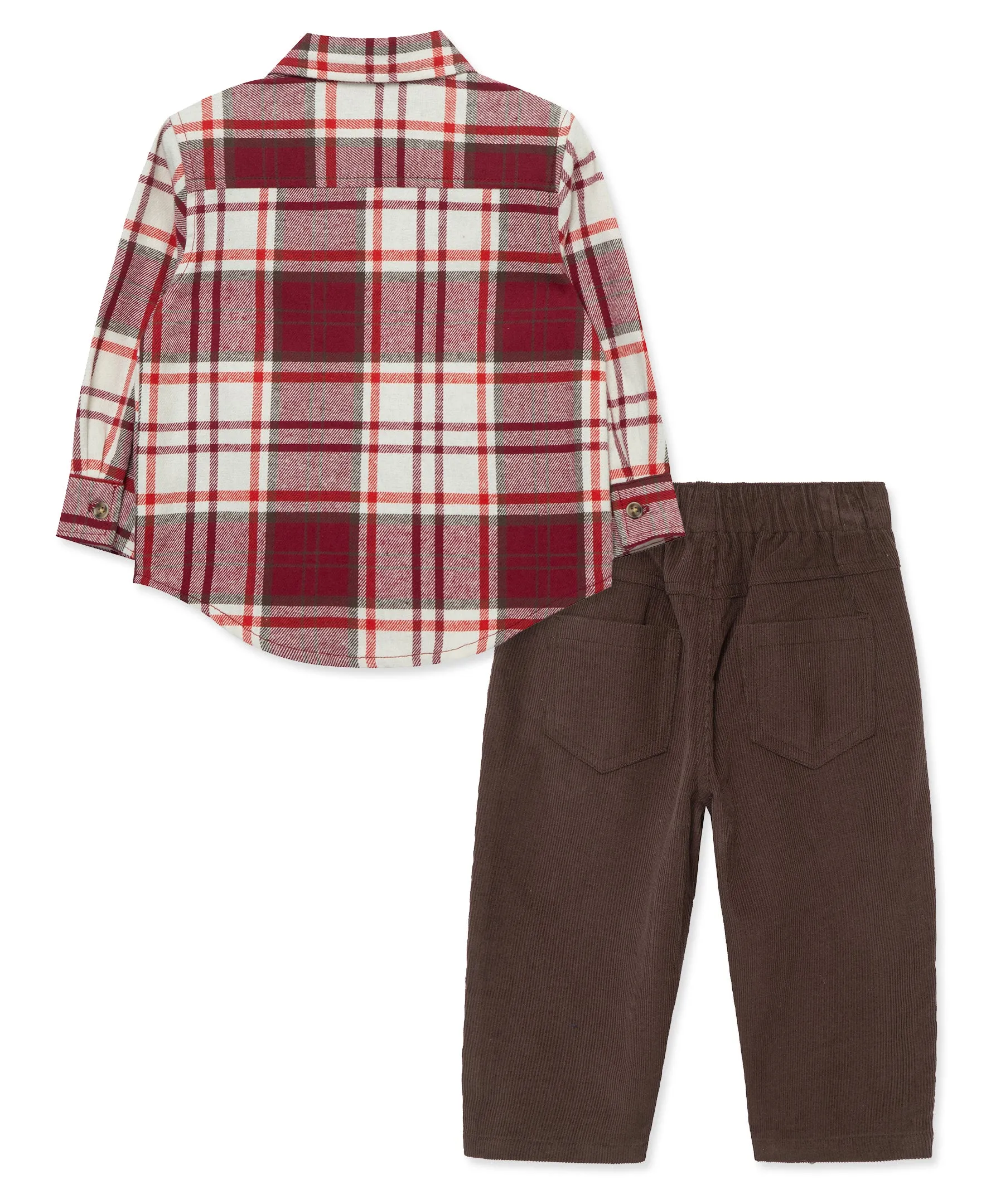 Red Plaid Woven Pant Set (2T-4T)