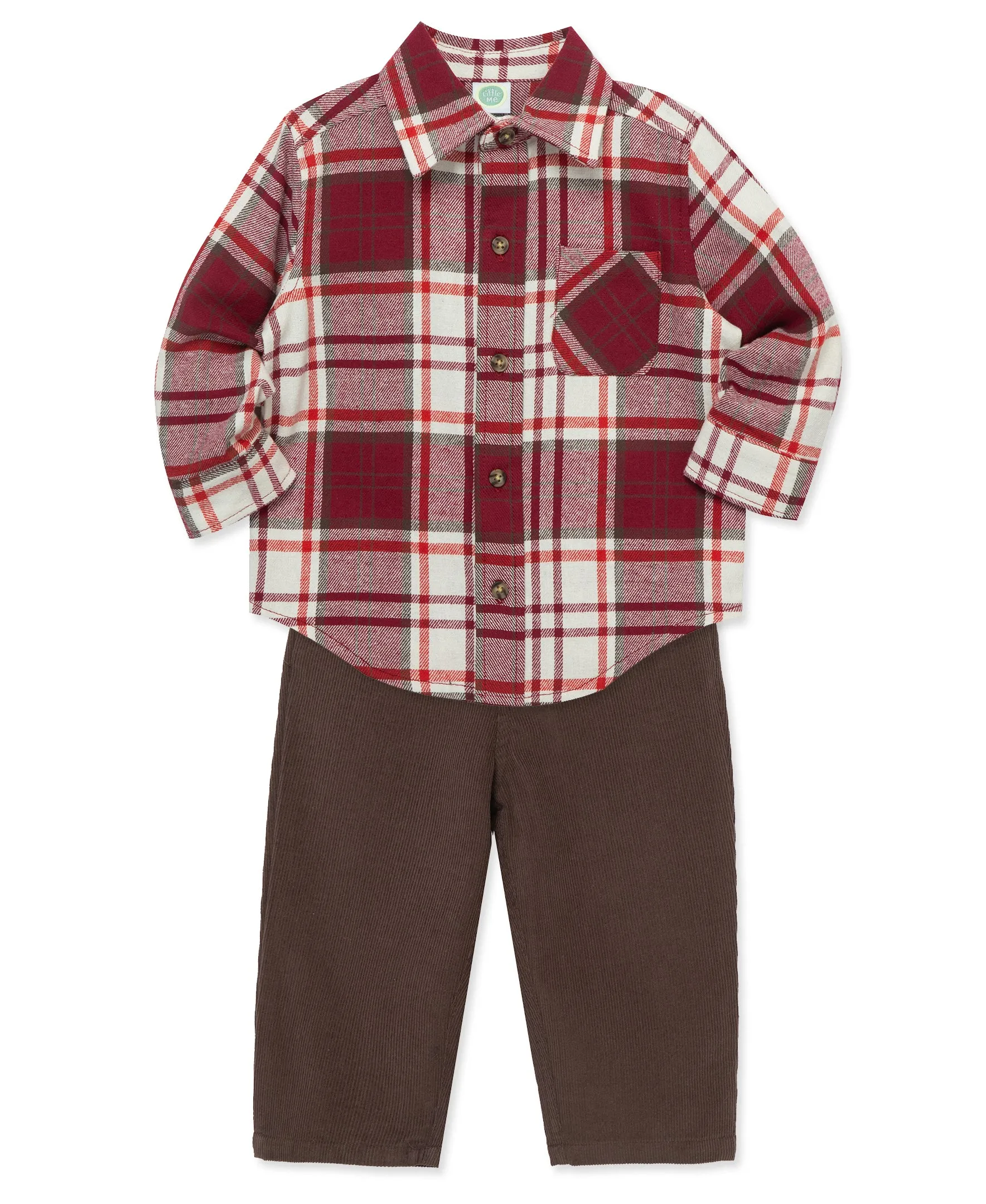 Red Plaid Woven Pant Set (2T-4T)