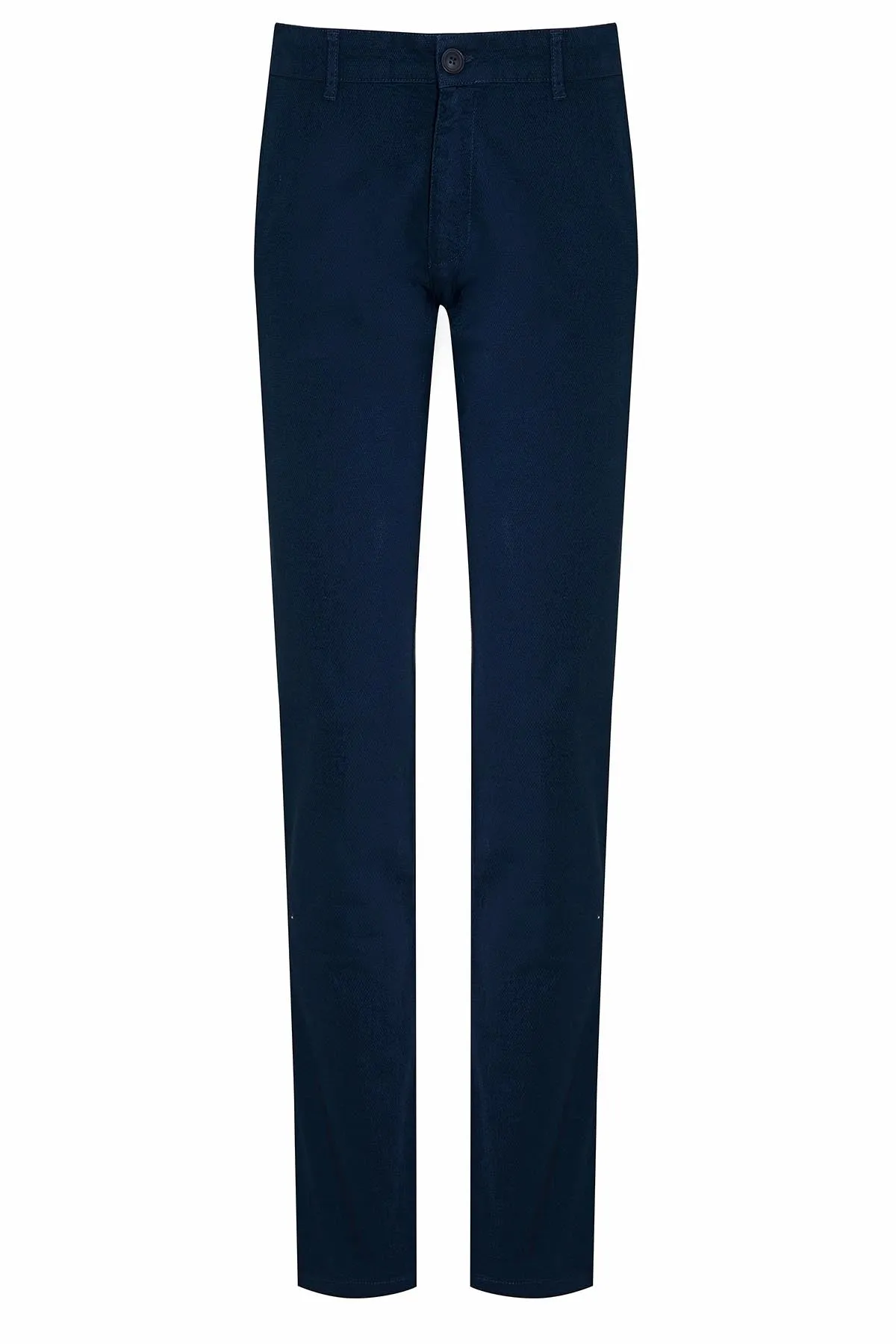 Regular Fit Side Pocket Low Waist Navy Cotton Casual Pants