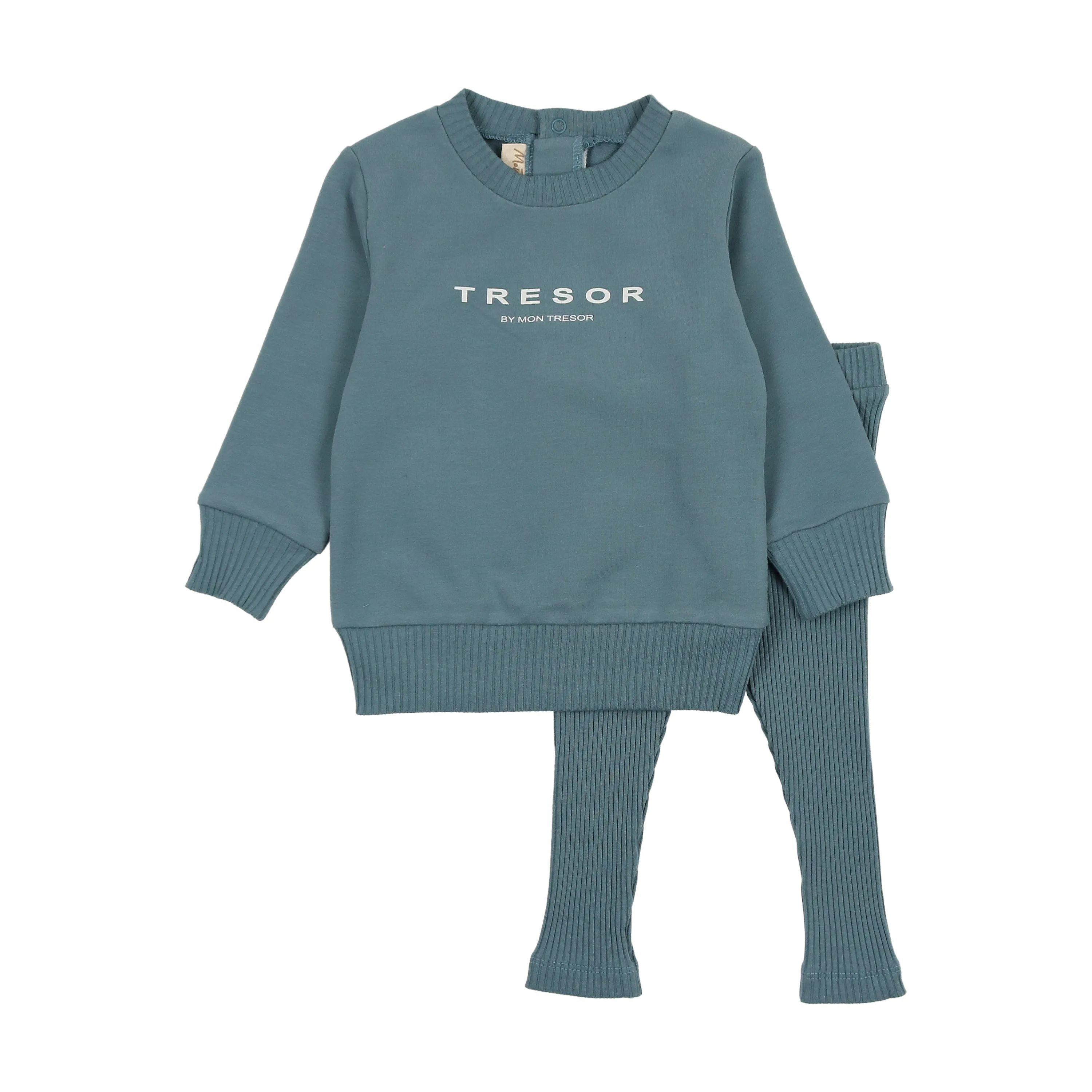 set outfit tresor cozy cotton top l/s with pants - spring blue