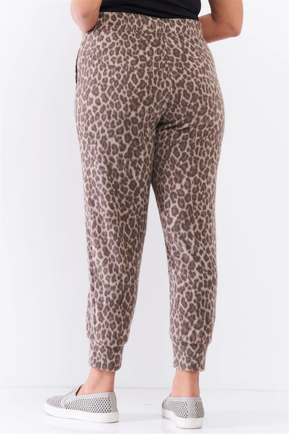 Taupe Leopard Print High Waist Soft Lounge Pants /3-2-1