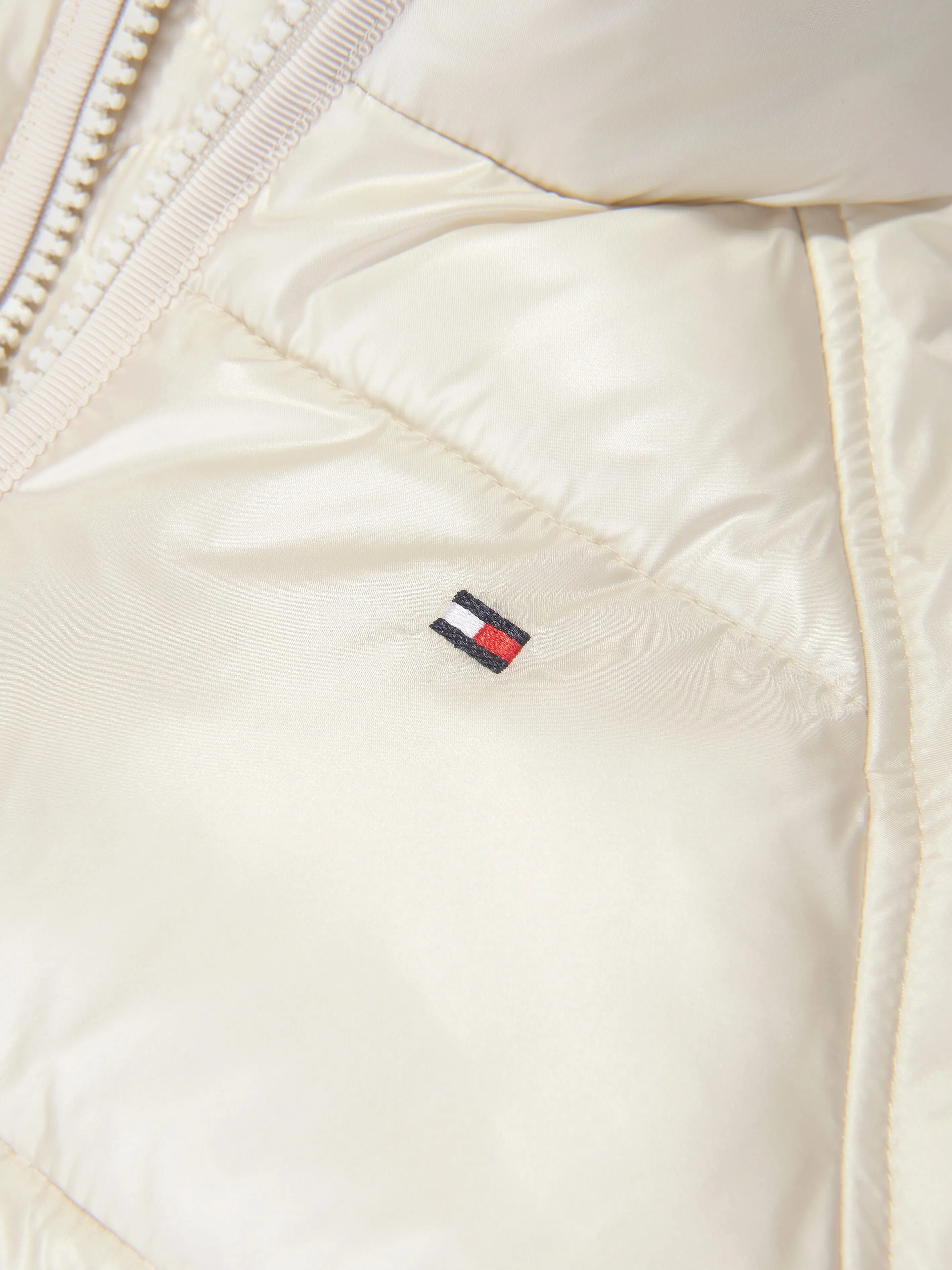 Tommy Hilfiger Girls Global Stripe Puffer Jacket in Beige