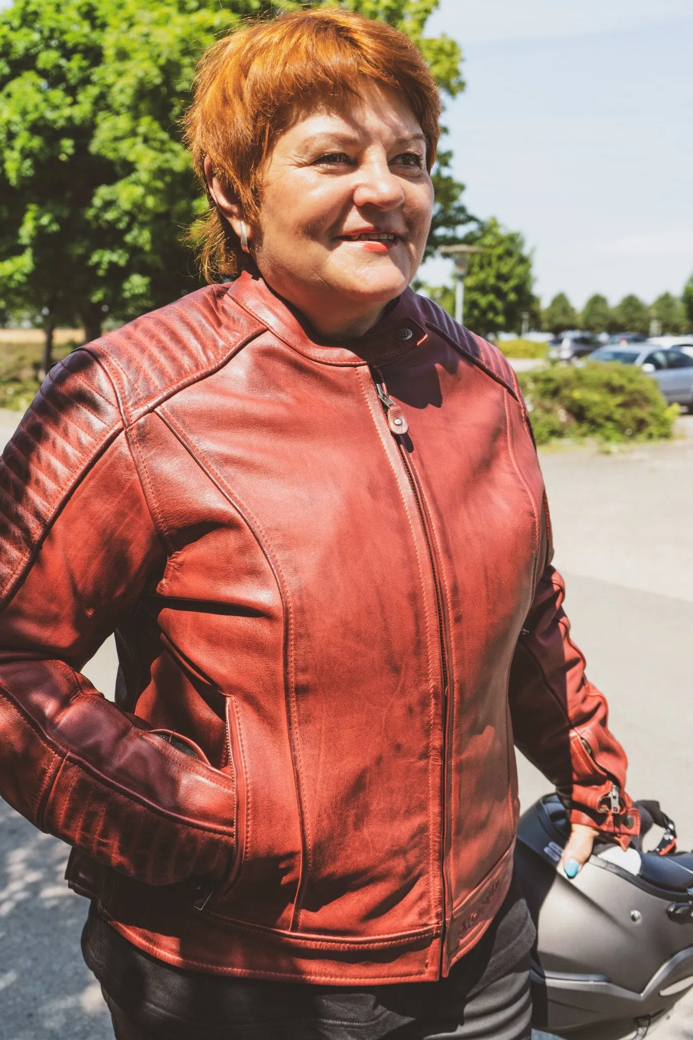 VALERIE RED - Women's Motorcycle Leather Jacket