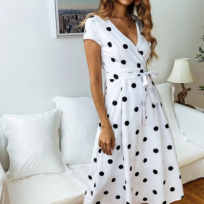 Vintage Dress Casual Polka Dot Print A-Line Party Dresses