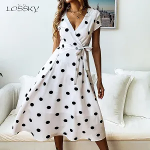 Vintage Dress Casual Polka Dot Print A-Line Party Dresses