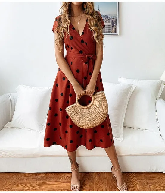 Vintage Dress Casual Polka Dot Print A-Line Party Dresses