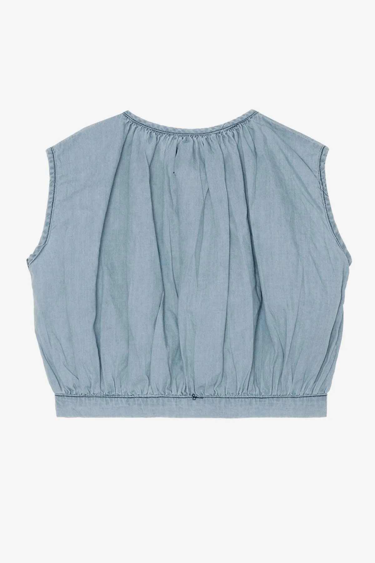 Yellow Pelota Mix Buttons Girls Blouse - Washed Denim