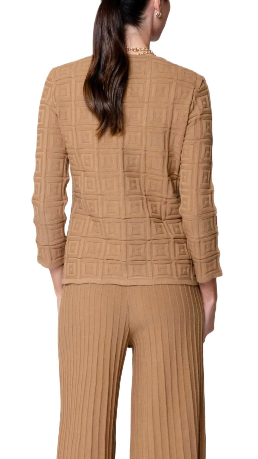 Zia Square-Detail Knit Jacket - Mocha