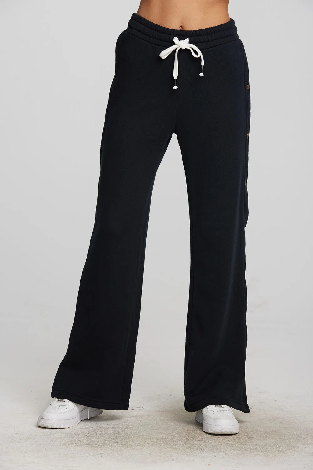 Zuma Cotton Terry Wide Leg Joggers with Button Side Seam